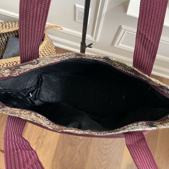 Vintage Bovano Cat Tapestry Shoulder Bag Laptop Fits Tote Purse - Picture 6 of 15